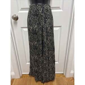 Arden B Black Patterned Wide‎ Leg Flowy Pants Size Large ?